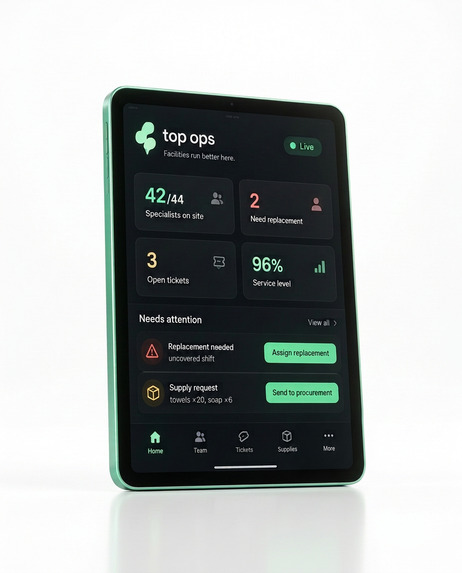 top ops dashboard — live shift operations